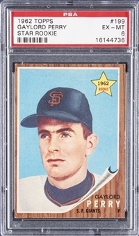 1962 Topps #199 Gaylord Perry Rookie Card – PSA EX-MT 6